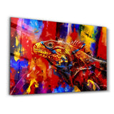 Abstrakter Bunter Leguan – Glasbild