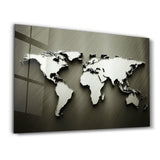 Metallic World Map | Glass Wall Art