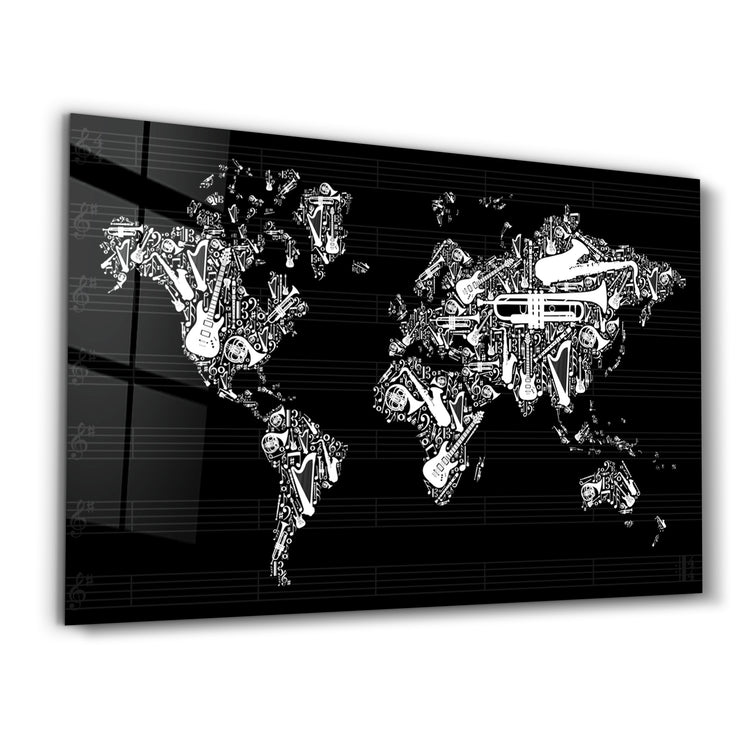 ・"Music World Map"・Glass Wall Art - ArtDesigna Glass Printing Wall Art