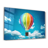 Regenbogen Heißluftballon – Glasbild