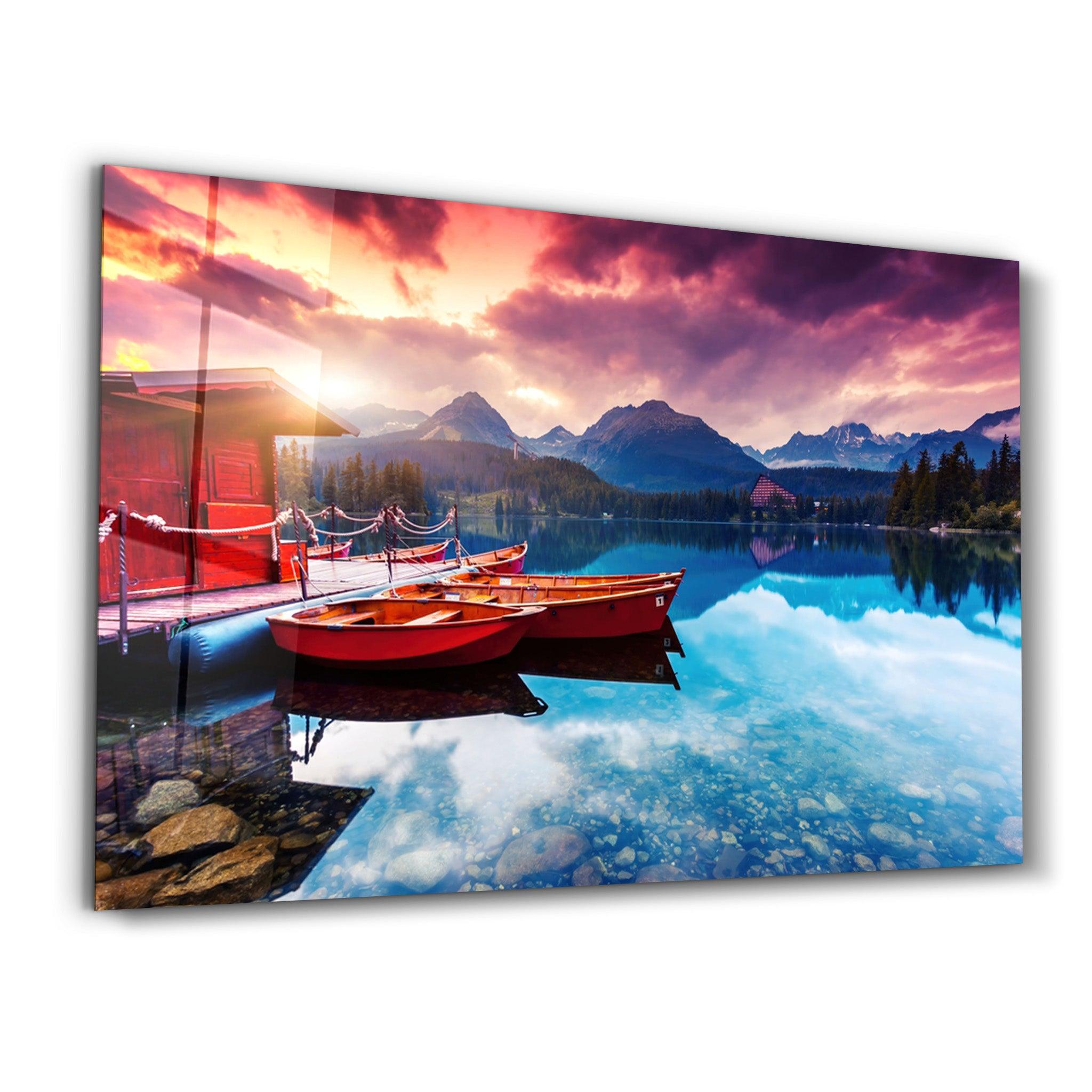 Calm Lake | Glass Wall Art - Artdesigna