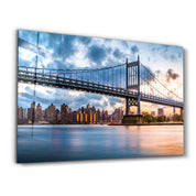 Sunset With Brooklyn Bridge | Glass Wall Art - ArtDesigna Glass Printing Wall Art