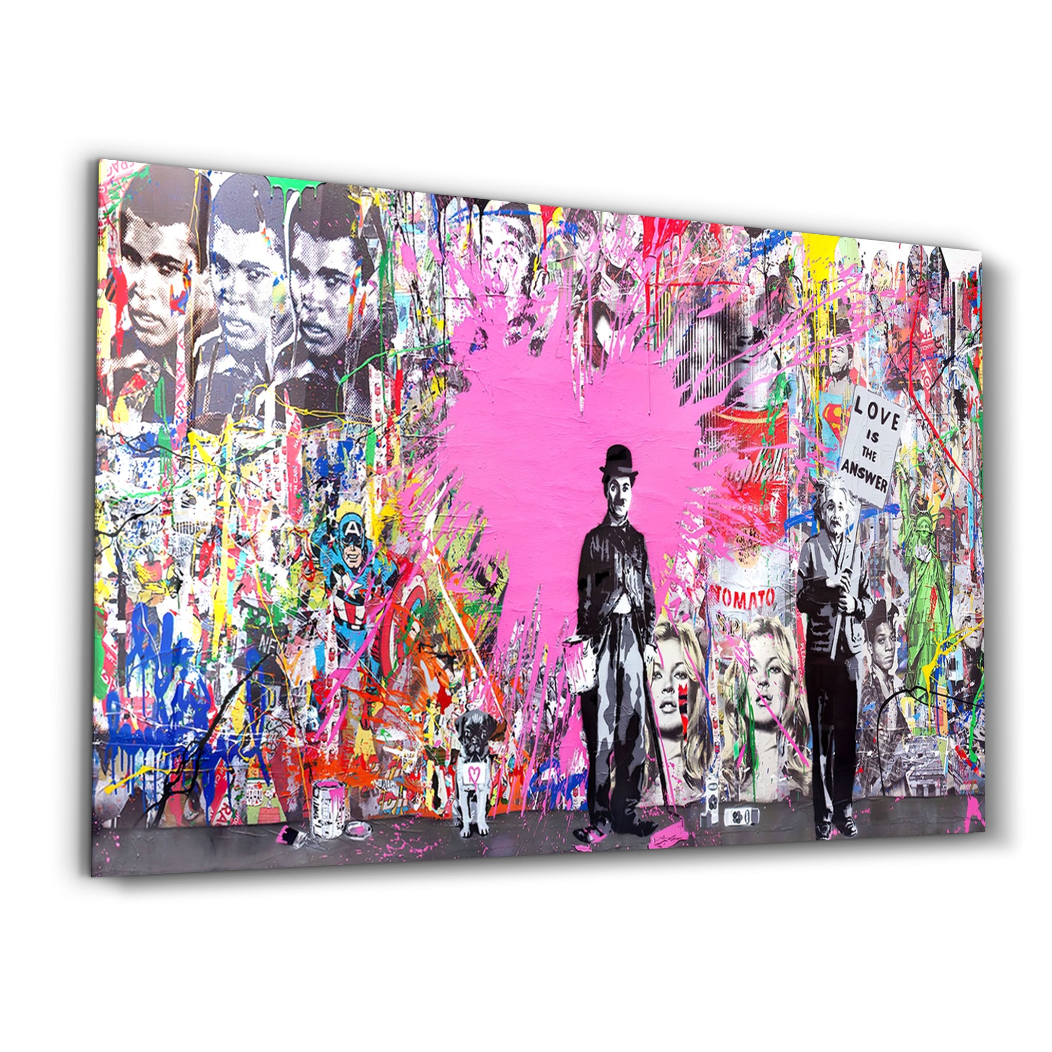 Banksy Pink Love Glass Wall Art - ArtDesigna Glass Printing Wall Art