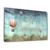 Abstrakte Heißluftballons – Glasbild