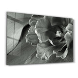 Weiß & Grau Blume – Glasbild