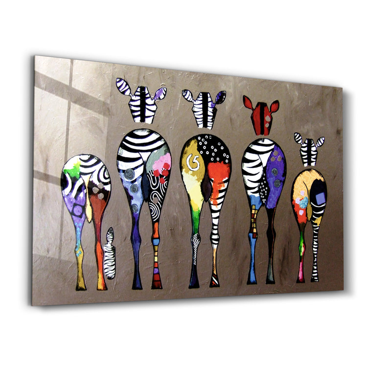 ・"Colorful Zebra Family"・Glass Wall Art - ArtDesigna Glass Printing Wall Art