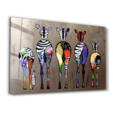 Colorful Zebra Family | Glass Wall Art