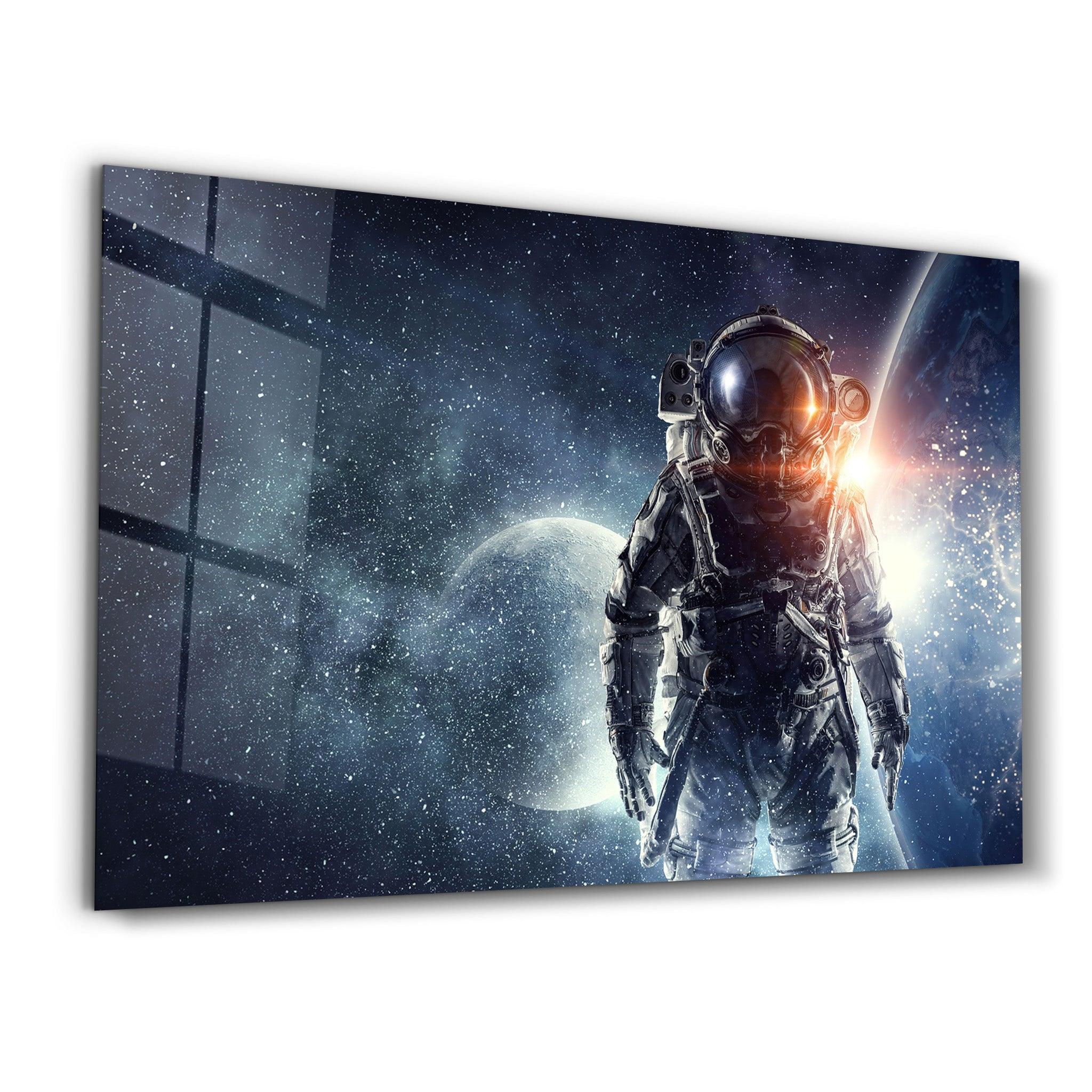 The Cool Astronaut In Space | Glass Wall Art - ArtDesigna Glass Printing Wall Art