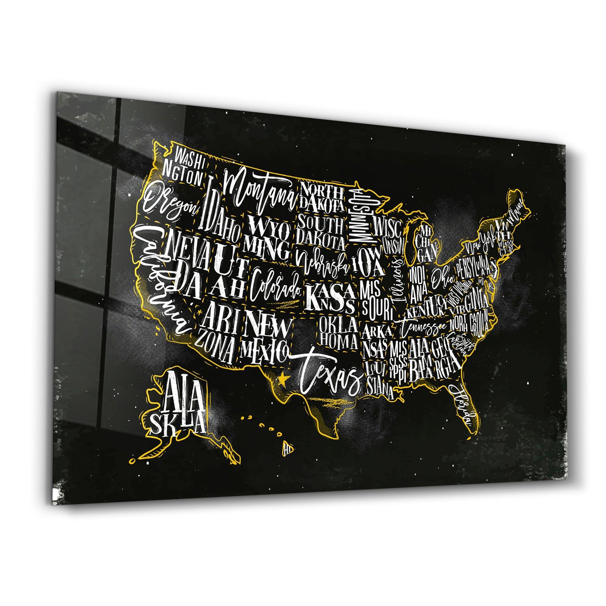 The US Map | Glass Wall Art - ArtDesigna Glass Printing Wall Art
