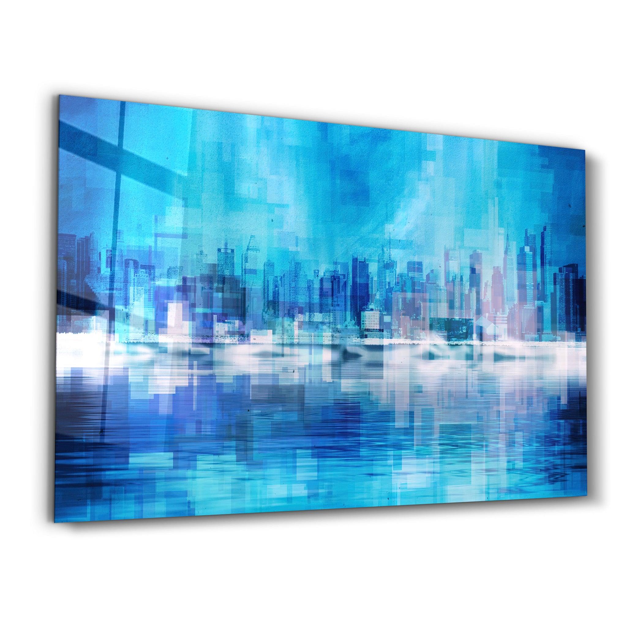The Fuzzy Cityscape Of New York | Glass Wall Art - ArtDesigna Glass Printing Wall Art