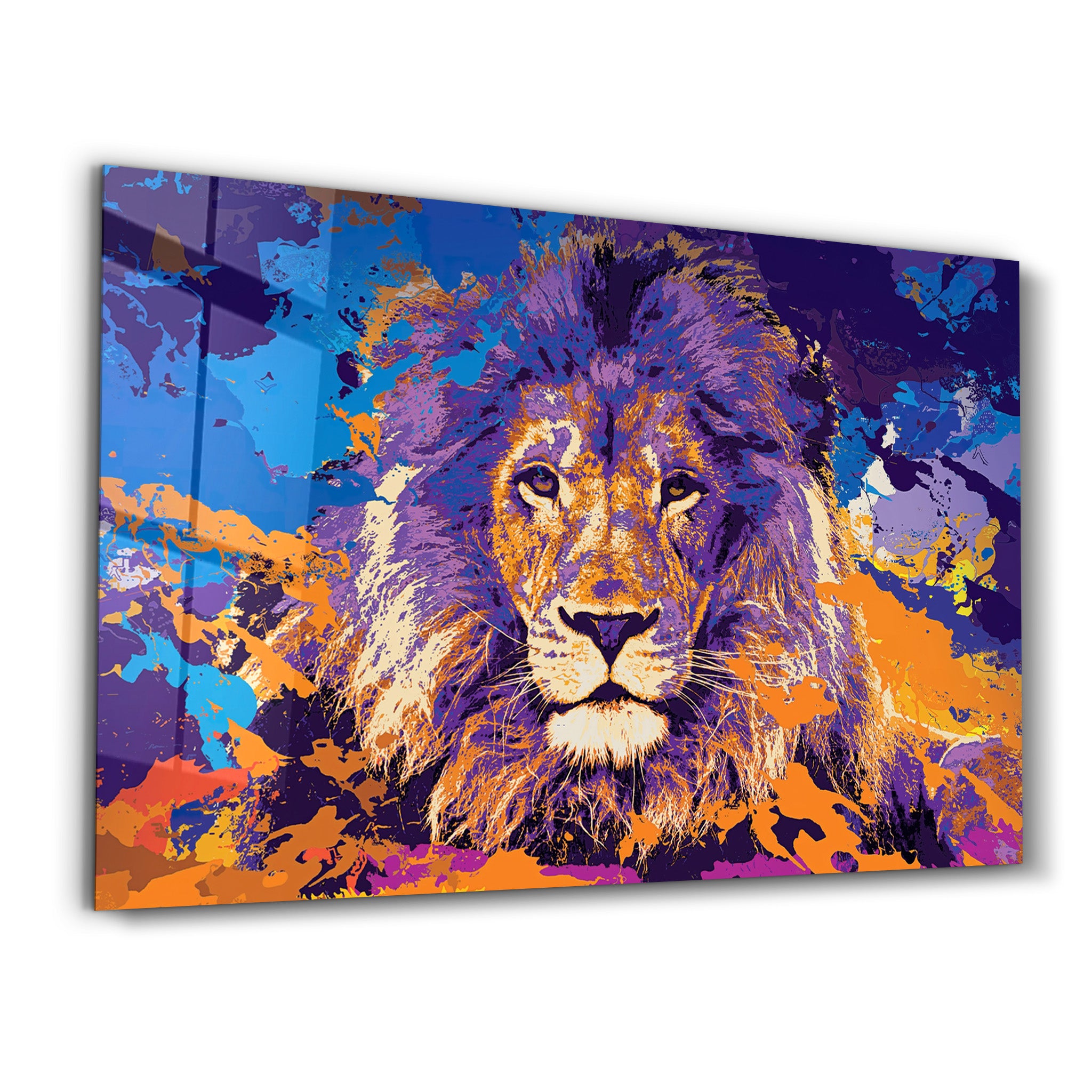・"The Lion In Colors"・Glass Wall Art - ArtDesigna Glass Printing Wall Art
