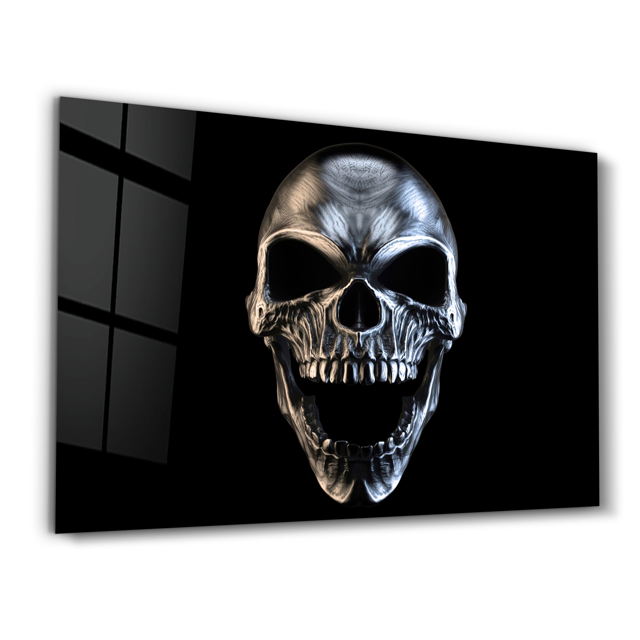 ・"Silver Skull"・Glass Wall Art - ArtDesigna Glass Printing Wall Art