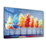 Bunte Bäume – Glasbild