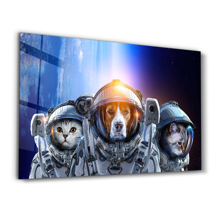 ・"Dog&Cat With Space Suits"・Glass Wall Art - ArtDesigna Glass Printing Wall Art
