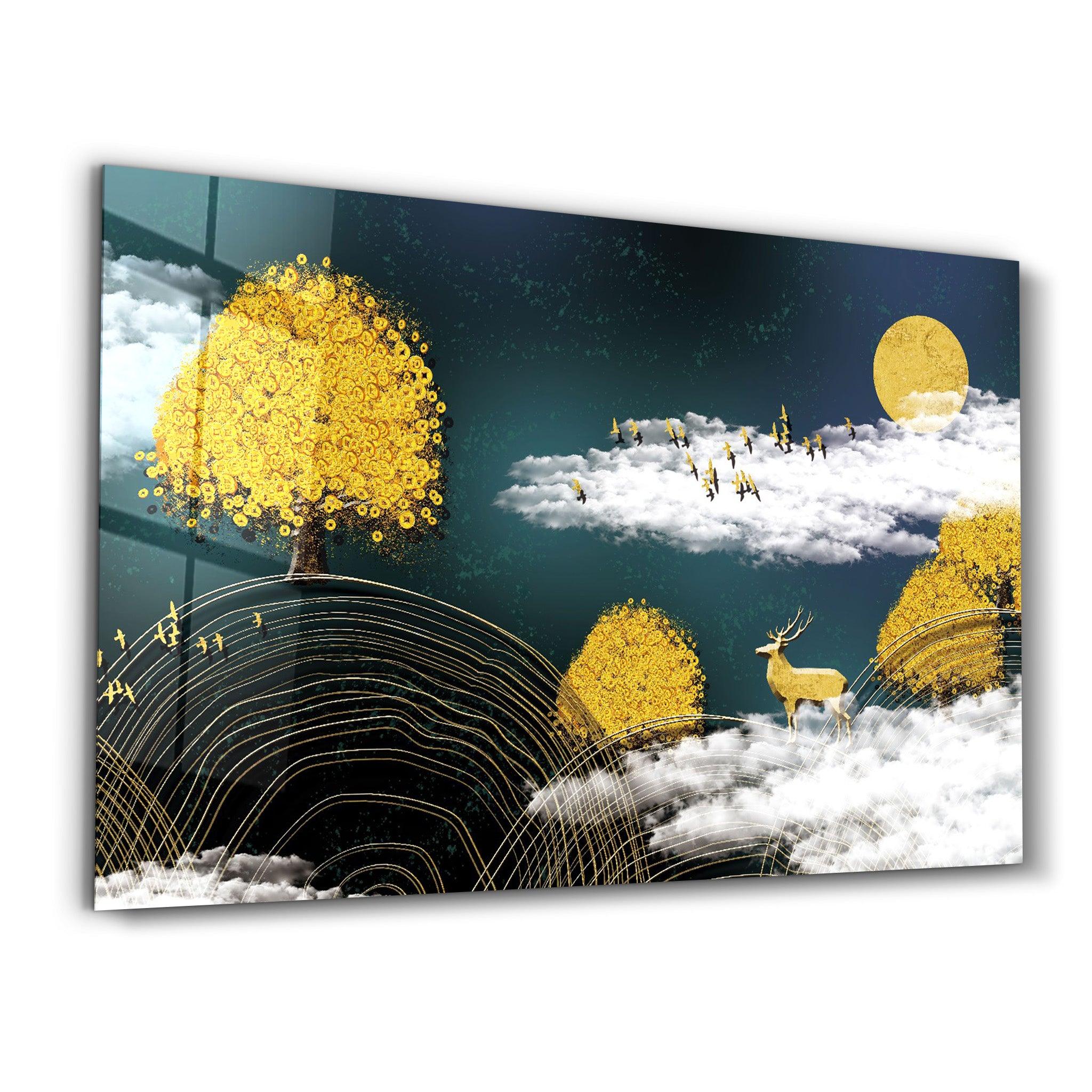 Golden Trees | Glass Wall Art - ArtDesigna Glass Printing Wall Art
