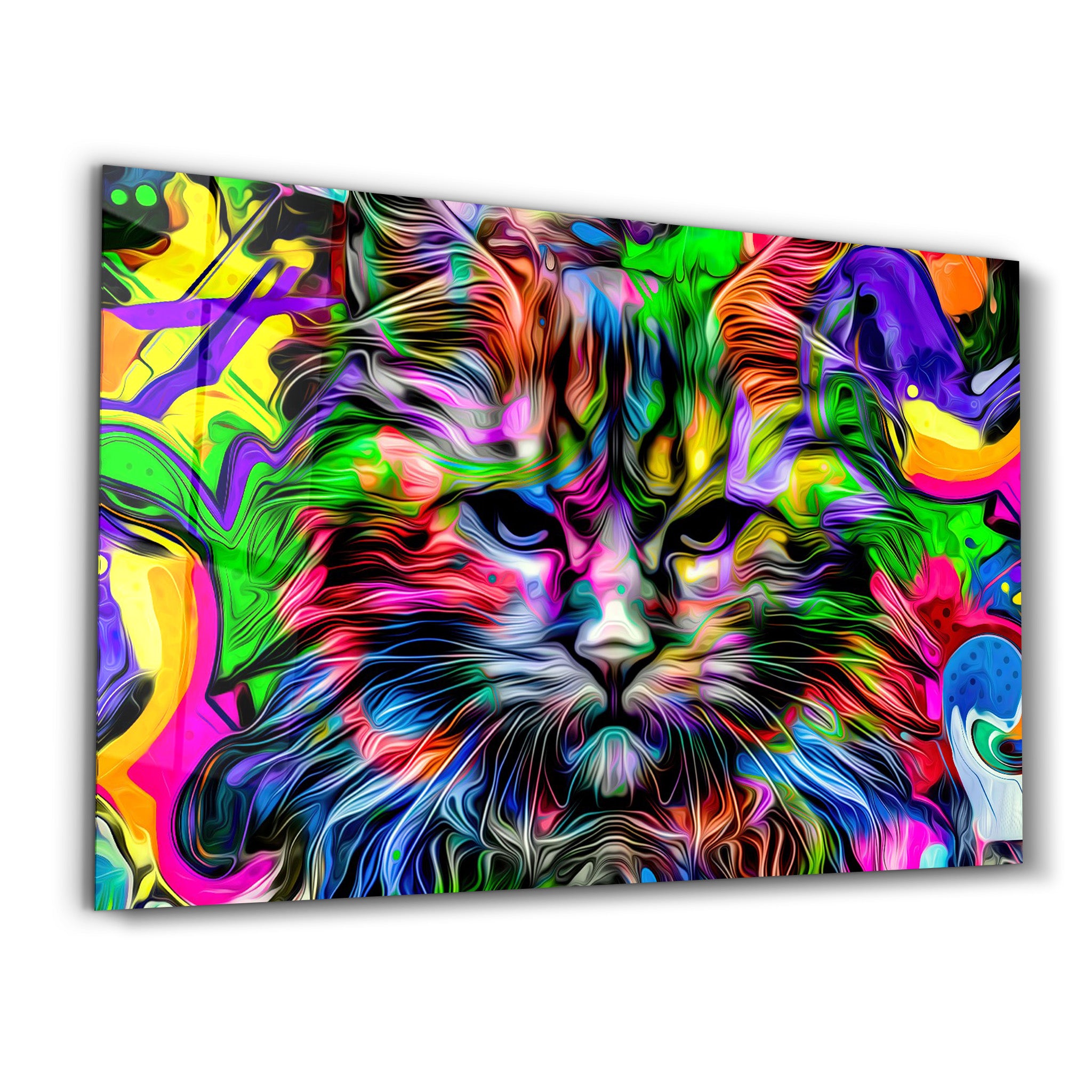 ・"Colorful Cat"・Glass Wall Art - ArtDesigna Glass Printing Wall Art