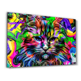 Colorful Cat | Glass Wall Art