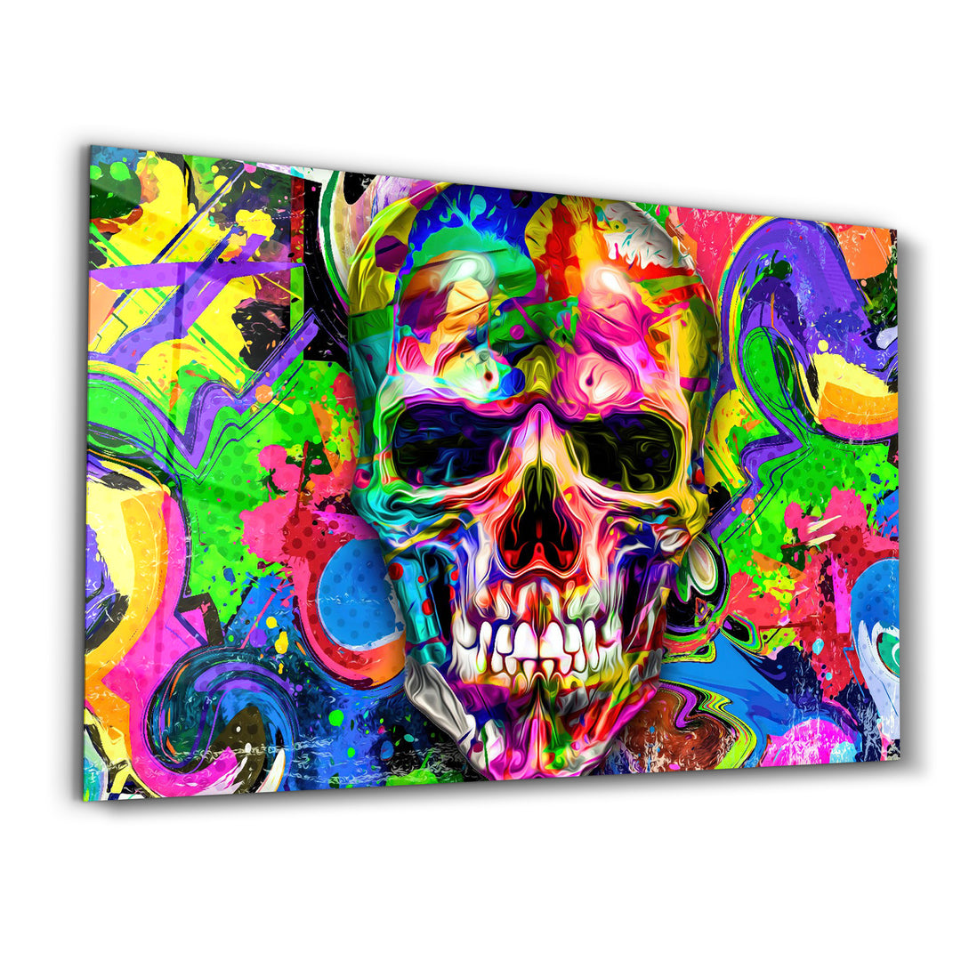 ・"Skull Graffiti Art"・Glass Wall Art - ArtDesigna Glass Printing Wall Art