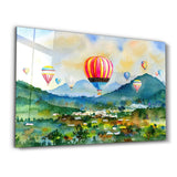 The Village Of Hot Air Balloon | Glass Wall Art