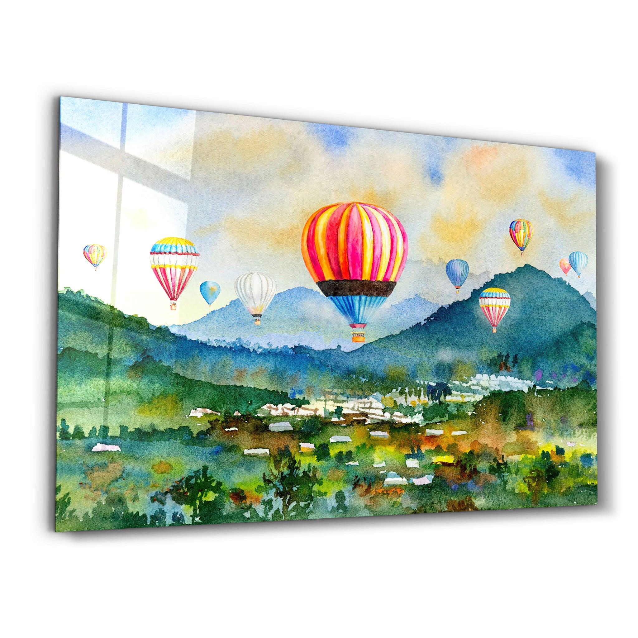 ・"The Village Of Hot Air Balloon"・Glass Wall Art - ArtDesigna Glass Printing Wall Art