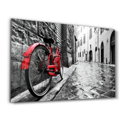 The Red Bike | GLASS WALL ART - ArtDesigna Glass Printing Wall Art