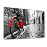 Das rote Fahrrad – Glasbild