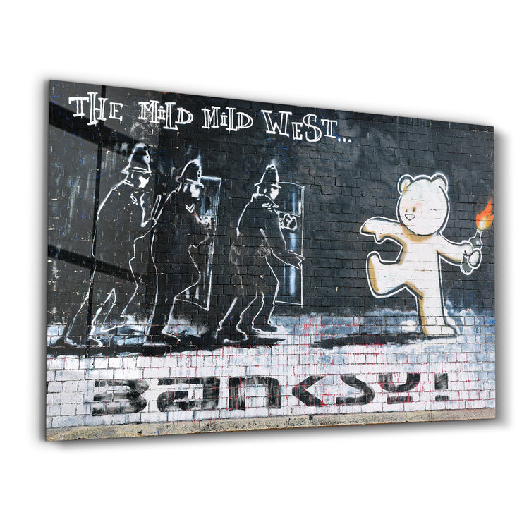 ・"Banksy - The Mild Mild West"・Glass Wall Art - ArtDesigna Glass Printing Wall Art