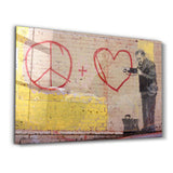 Banksy - Love and Peace | Glass Wall Art