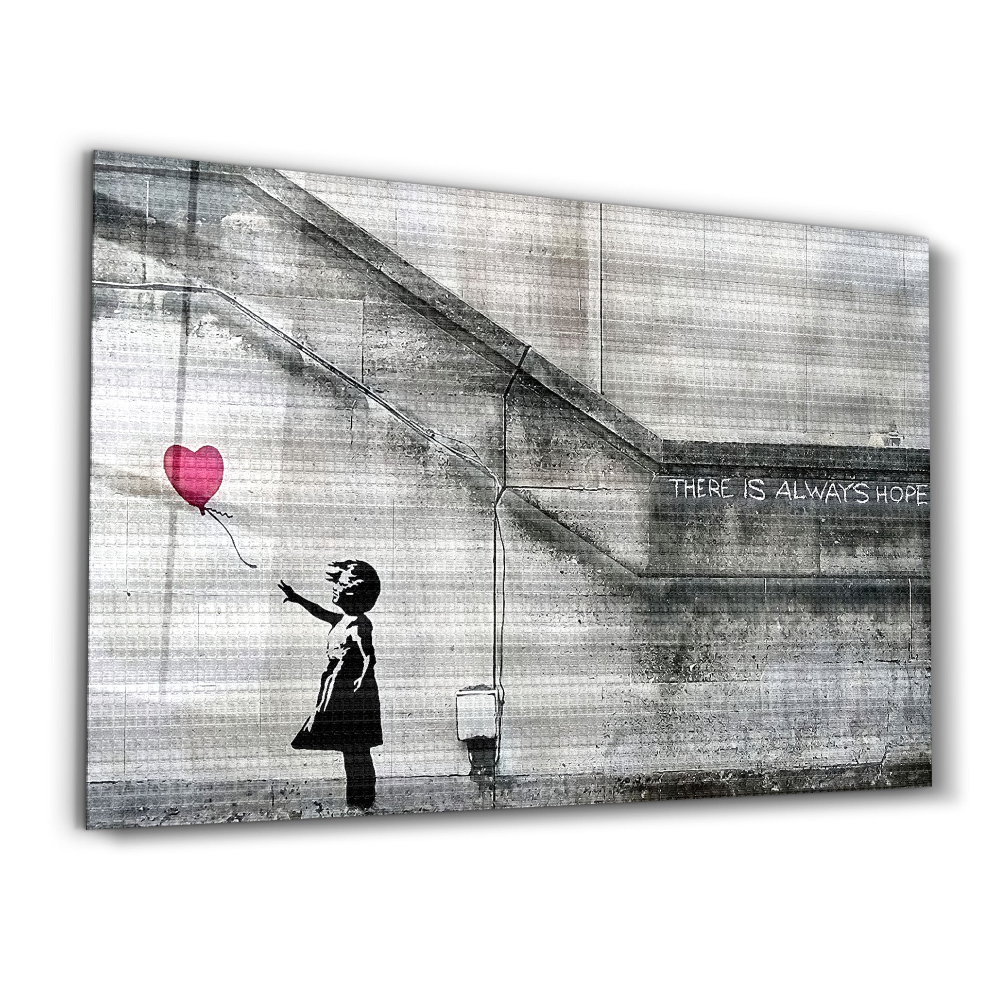 ・"Banksy - Hope - Girl with a Baloon"・Glass Wall Art - ArtDesigna Glass Printing Wall Art