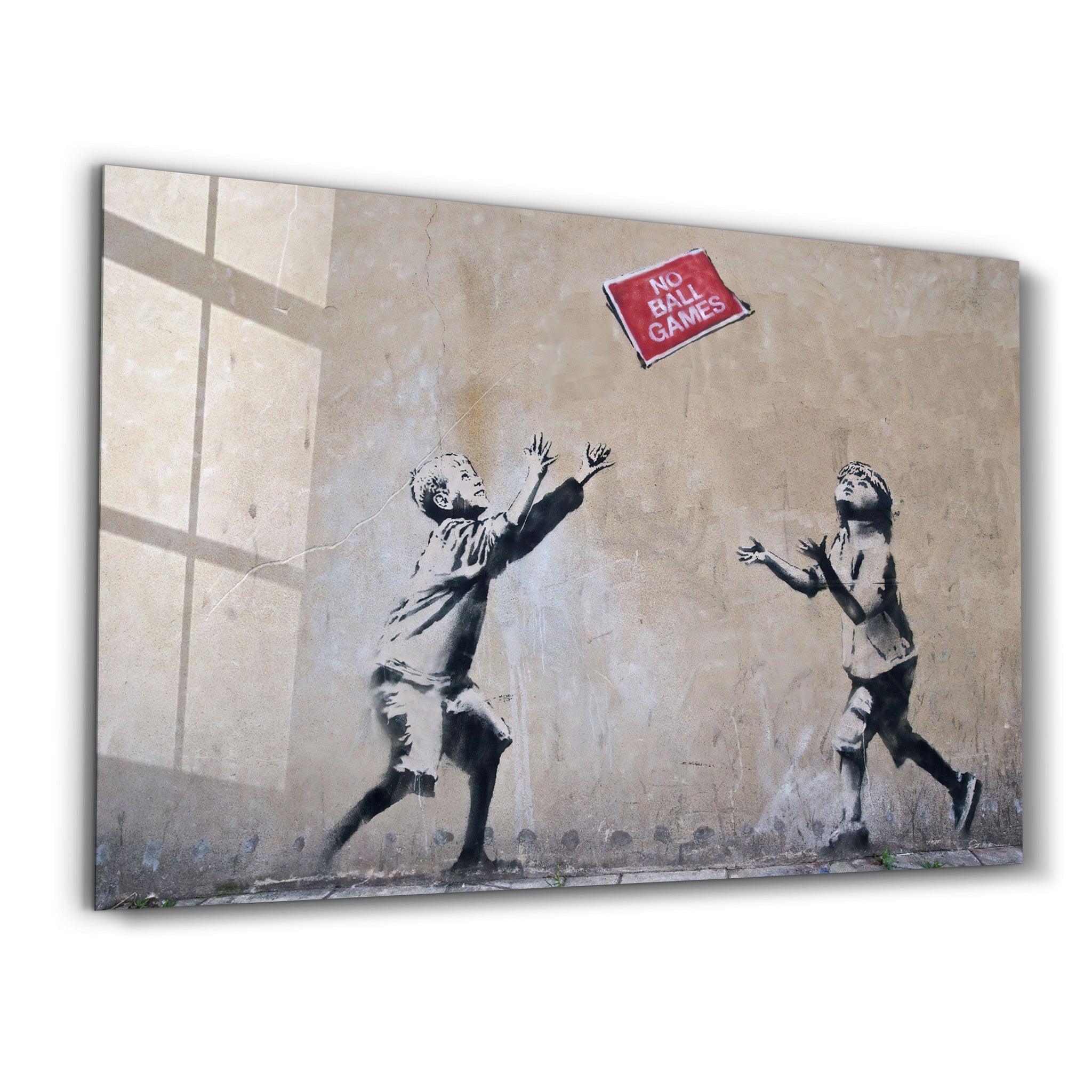 Banksy - No Ball Games | Glass Wall Art - ArtDesigna Glass Printing Wall Art