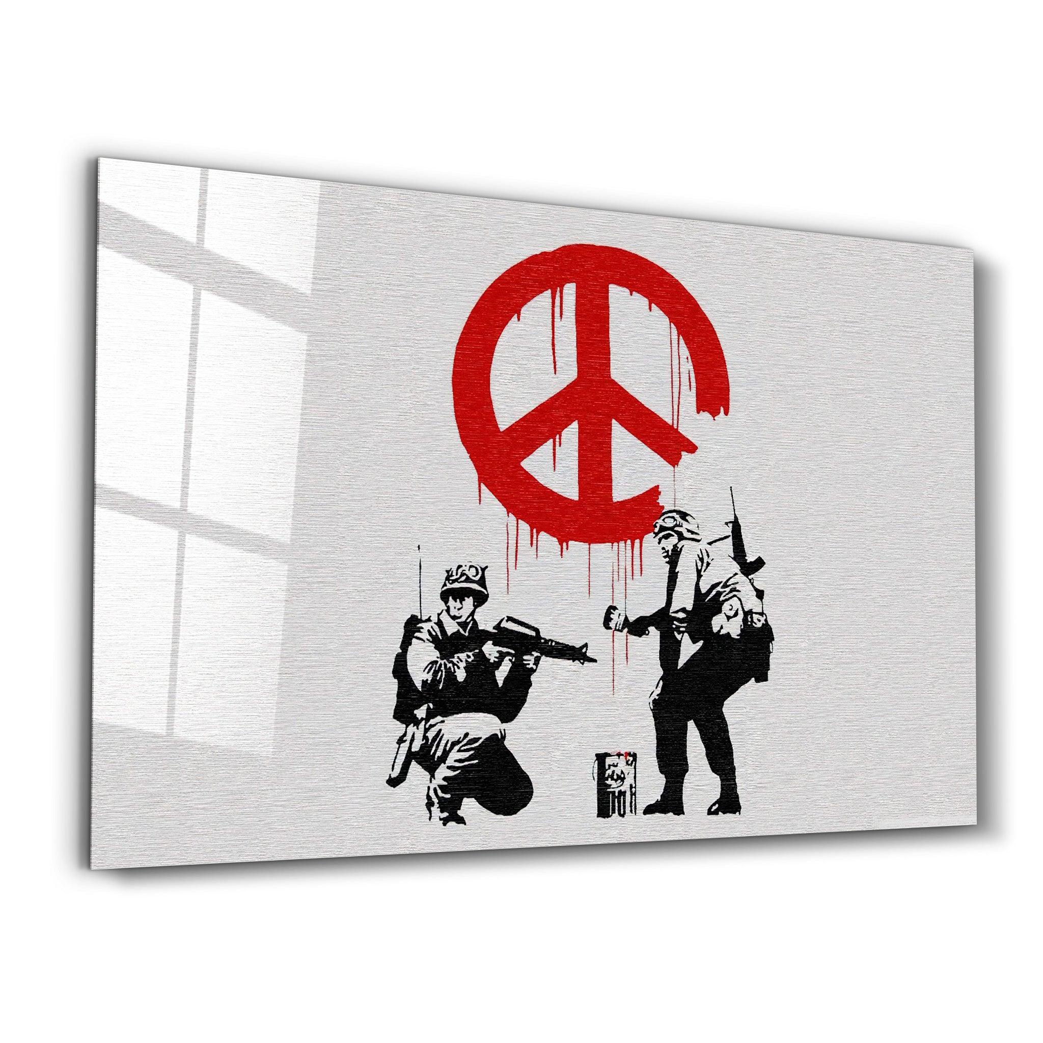 Banksy - Anti-War | Glass Wall Art - ArtDesigna Glass Printing Wall Art