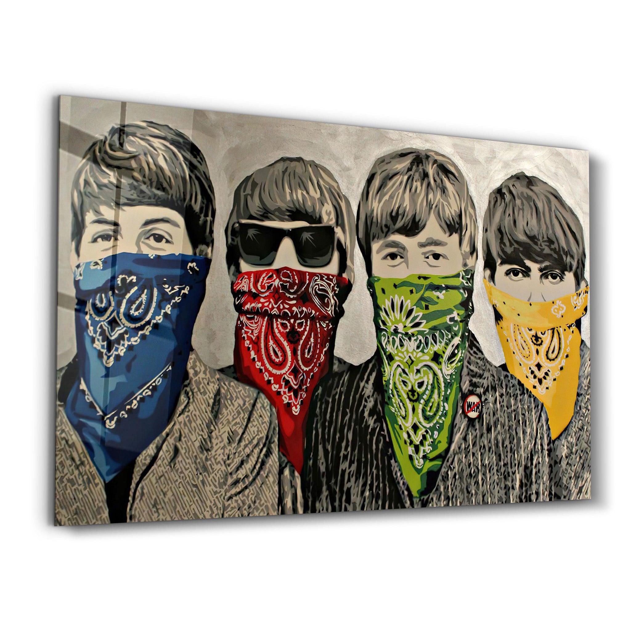 Banksy - Beatles | Glass Wall Art - ArtDesigna Glass Printing Wall Art