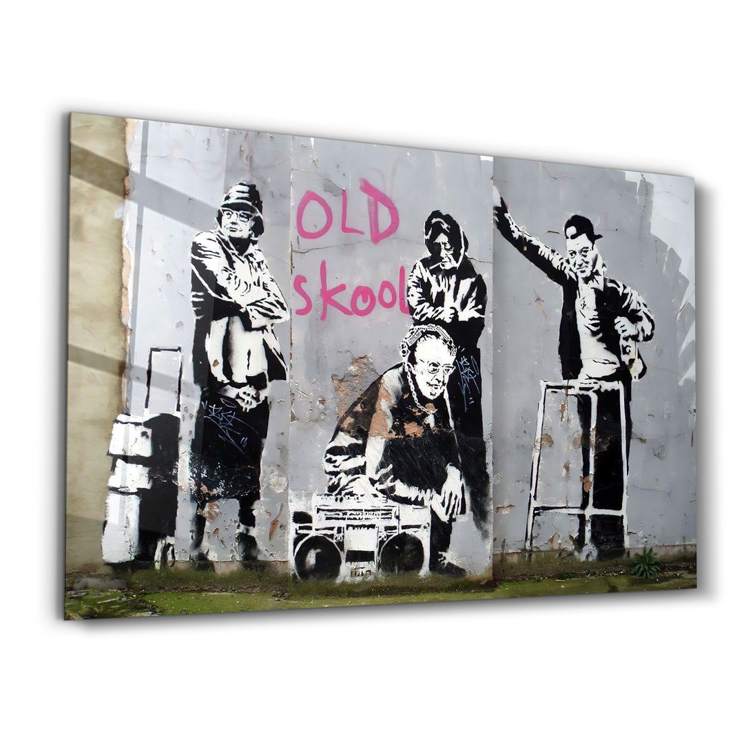 ・"Banksy - Old Skool"・Glass Wall Art - ArtDesigna Glass Printing Wall Art