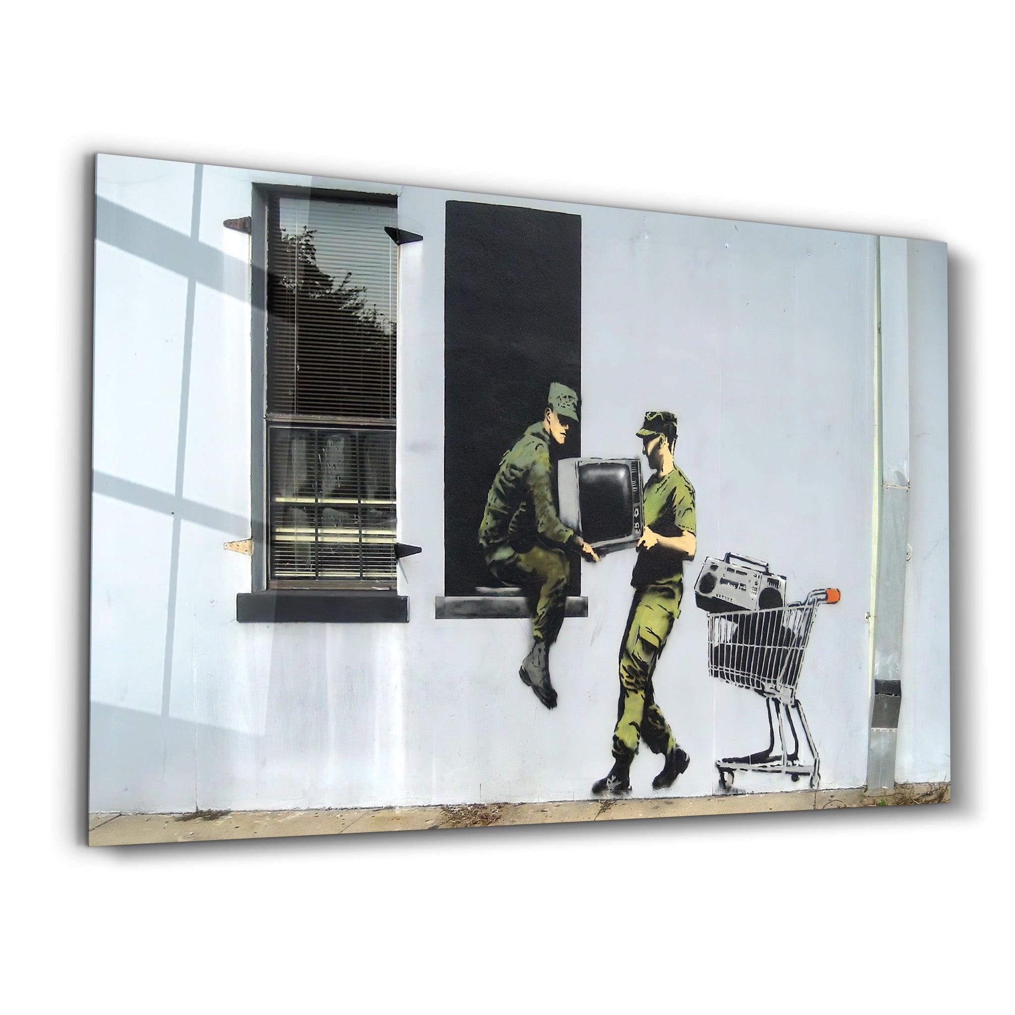 Banksy - Looting Soldiers | Glass Wall Art - ArtDesigna Glass Printing Wall Art