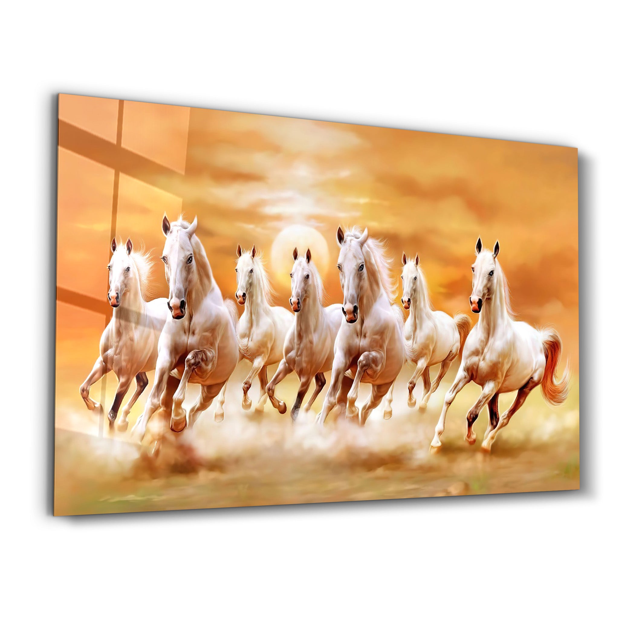 ・"Lucky 7 Running Horses"・Glass Wall Art - ArtDesigna Glass Printing Wall Art
