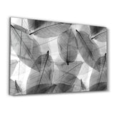 Black - White Leaves | Glass Wall Art