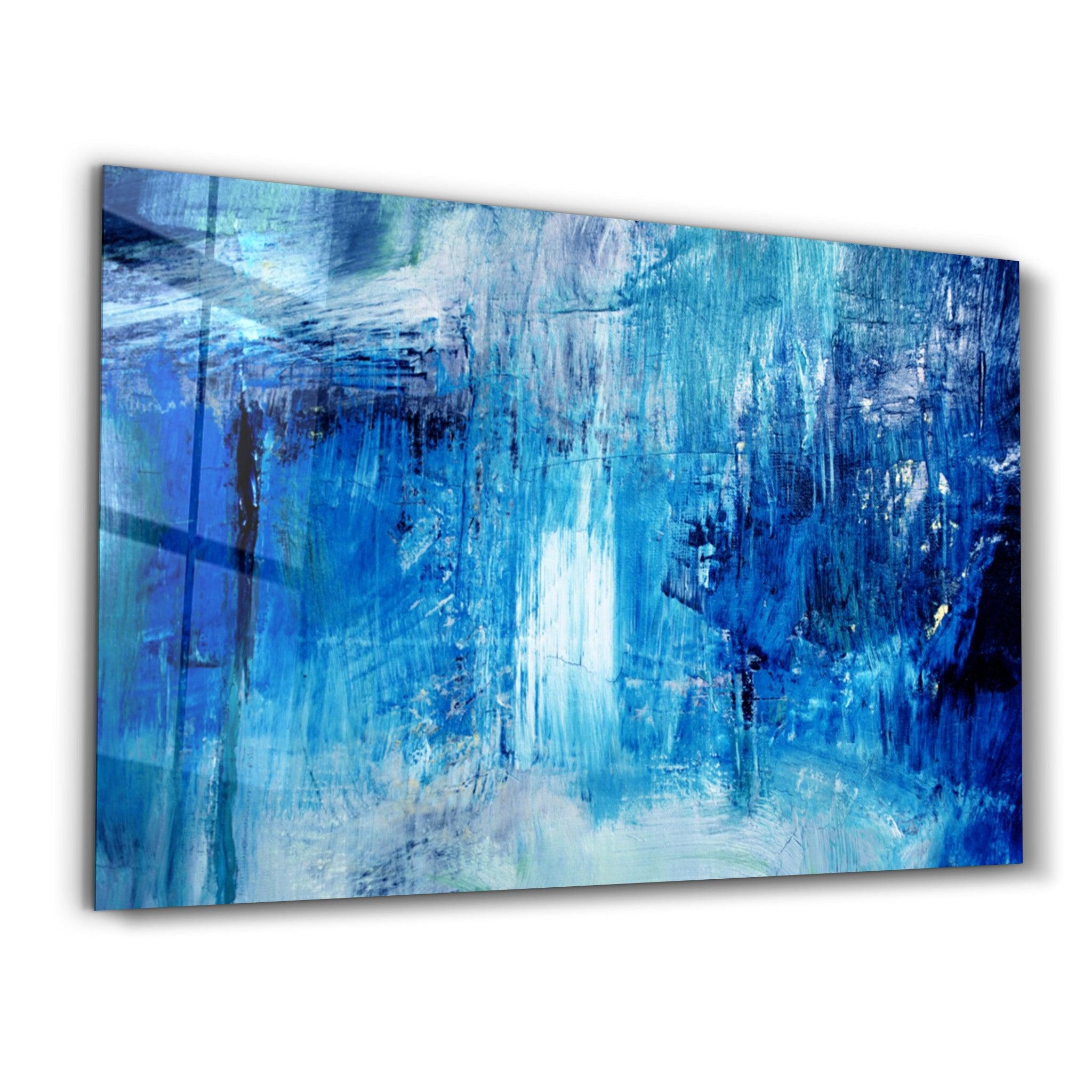 Blue Fall | Glass Wall Art - Artdesigna