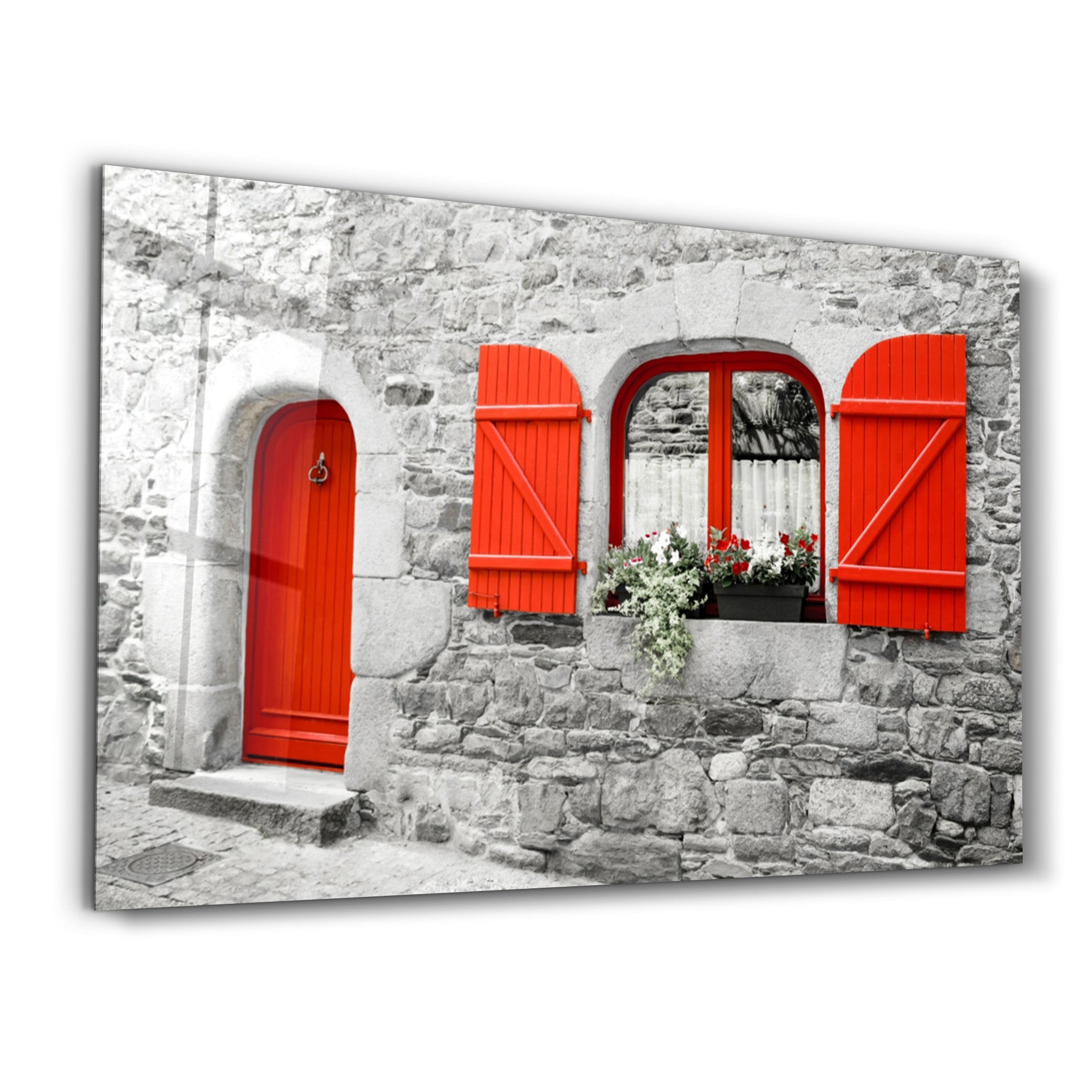 ・"Red Door"・Glass Wall Art - ArtDesigna Glass Printing Wall Art