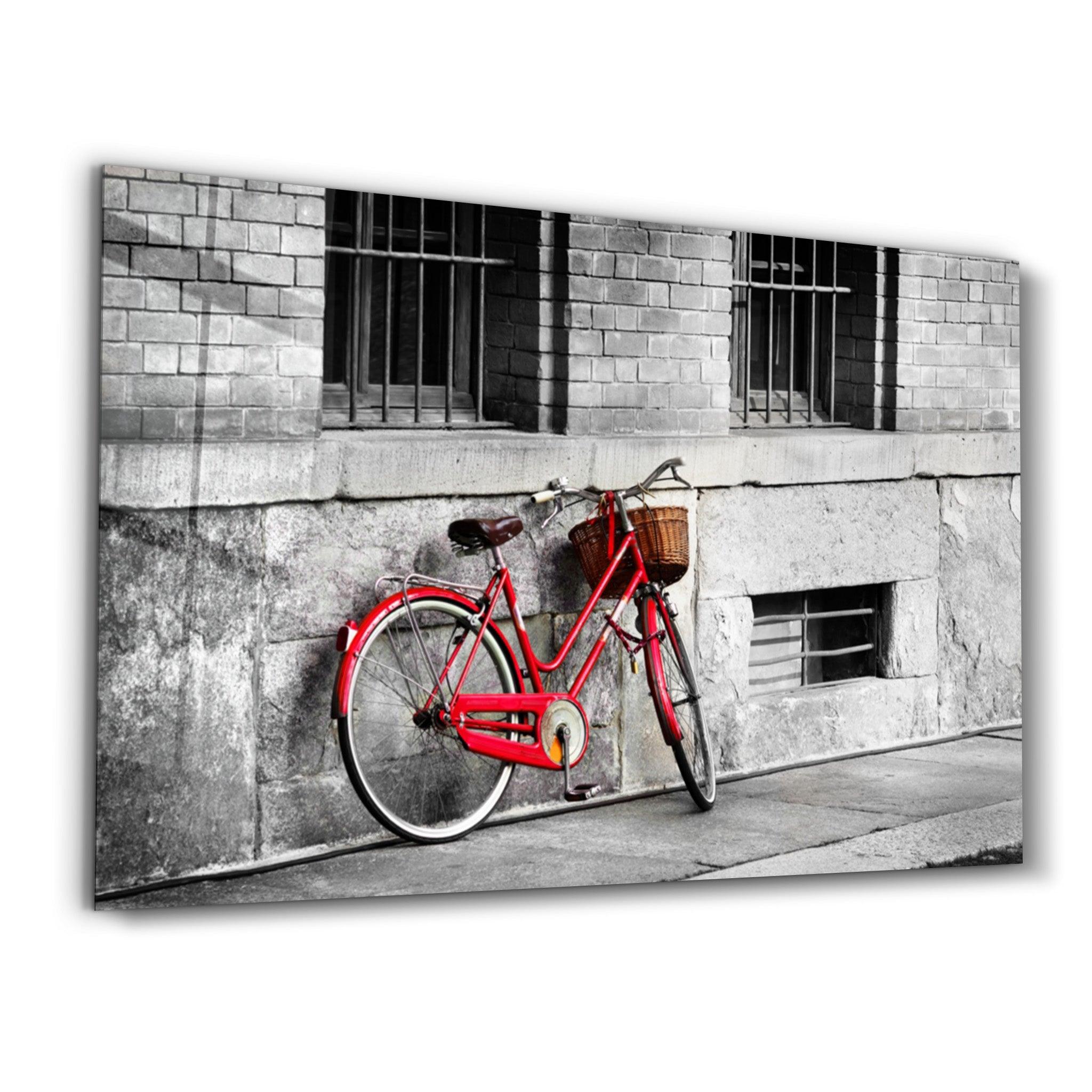 Red Bicycle | Glass Wall Art - ArtDesigna Glass Printing Wall Art
