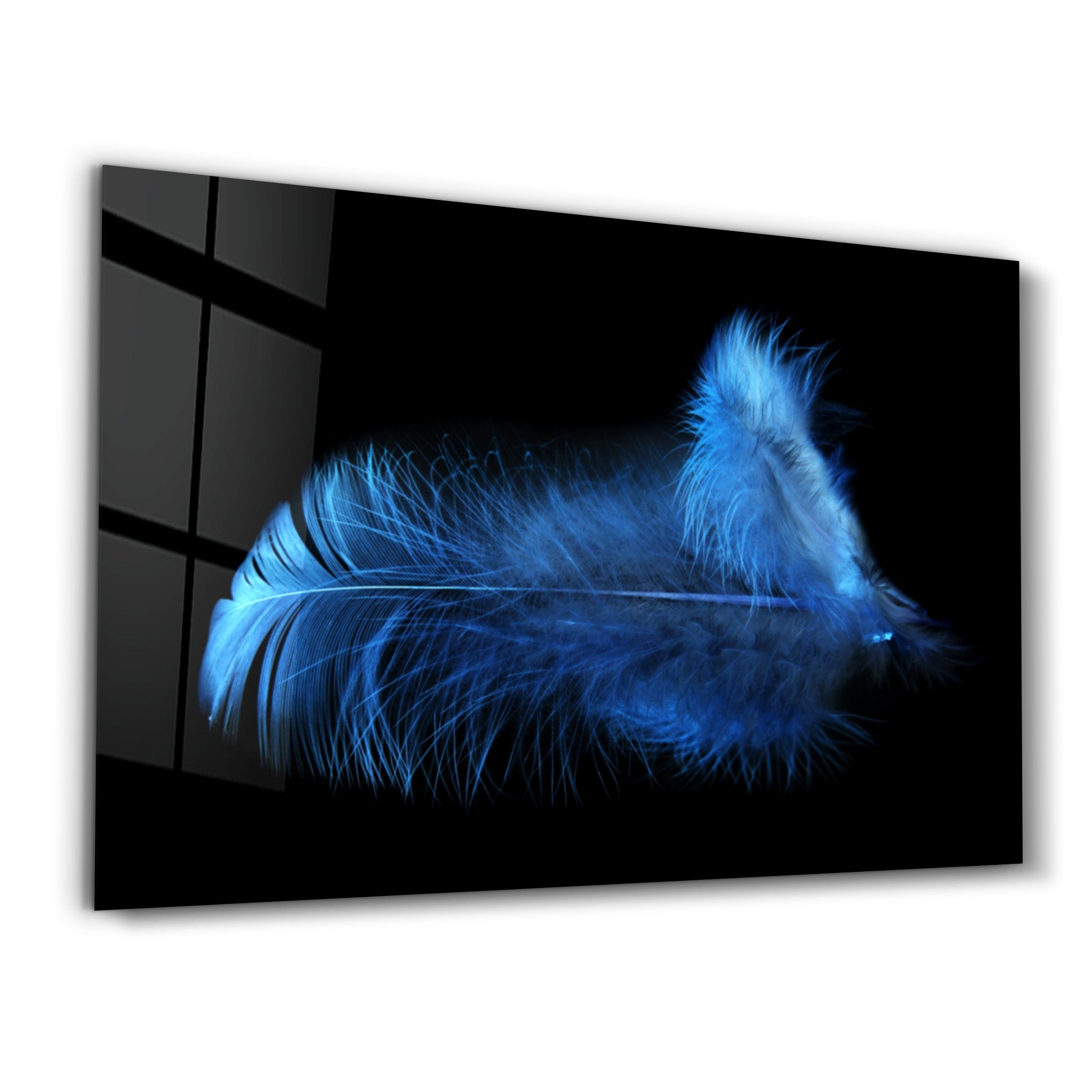 ・"Blue Feather"・Glass Wall Art - ArtDesigna Glass Printing Wall Art