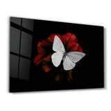 Silent Grace: White Butterfly | Glass Wall Art