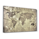 Retro World Map | Glass Wall Art