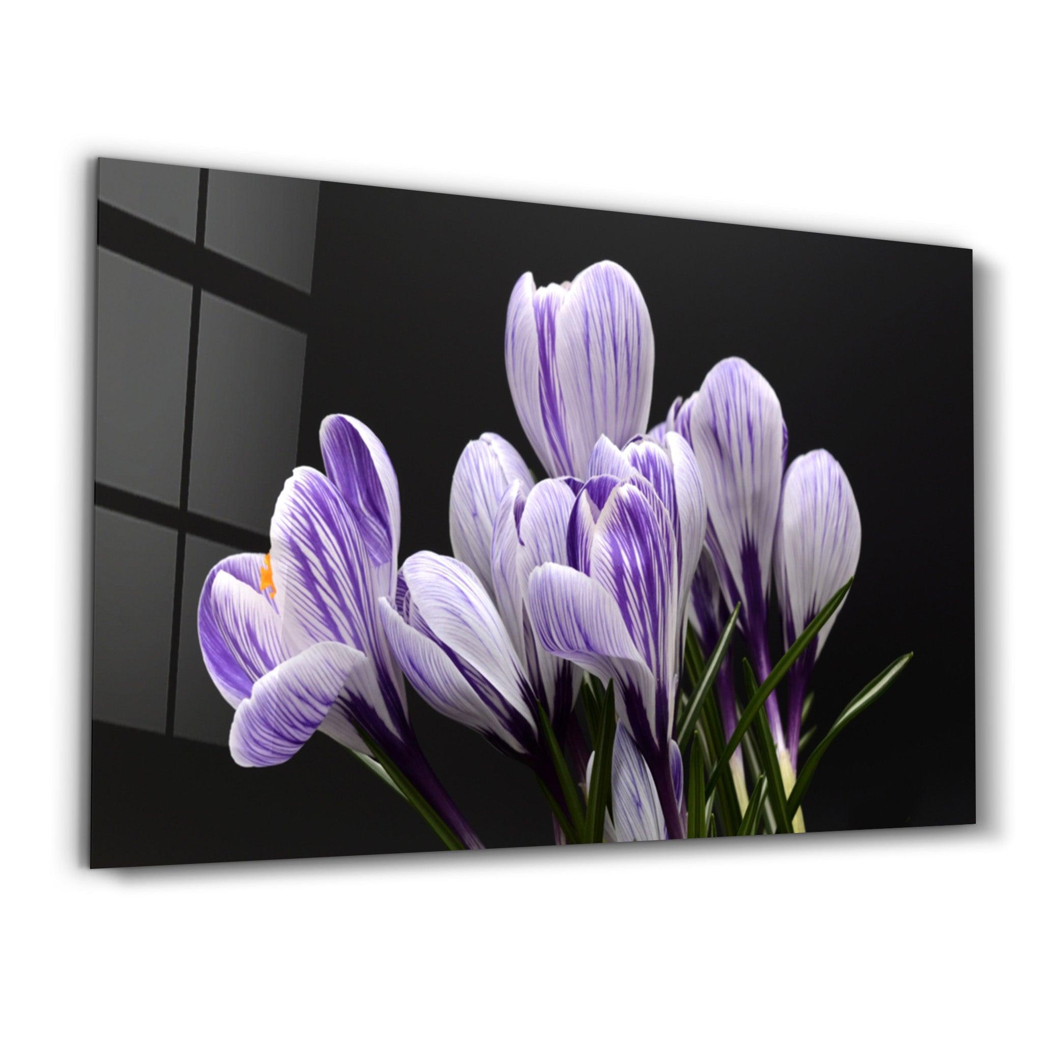 Purple Flowers | Glass Wall Art - ArtDesigna Glass Printing Wall Art
