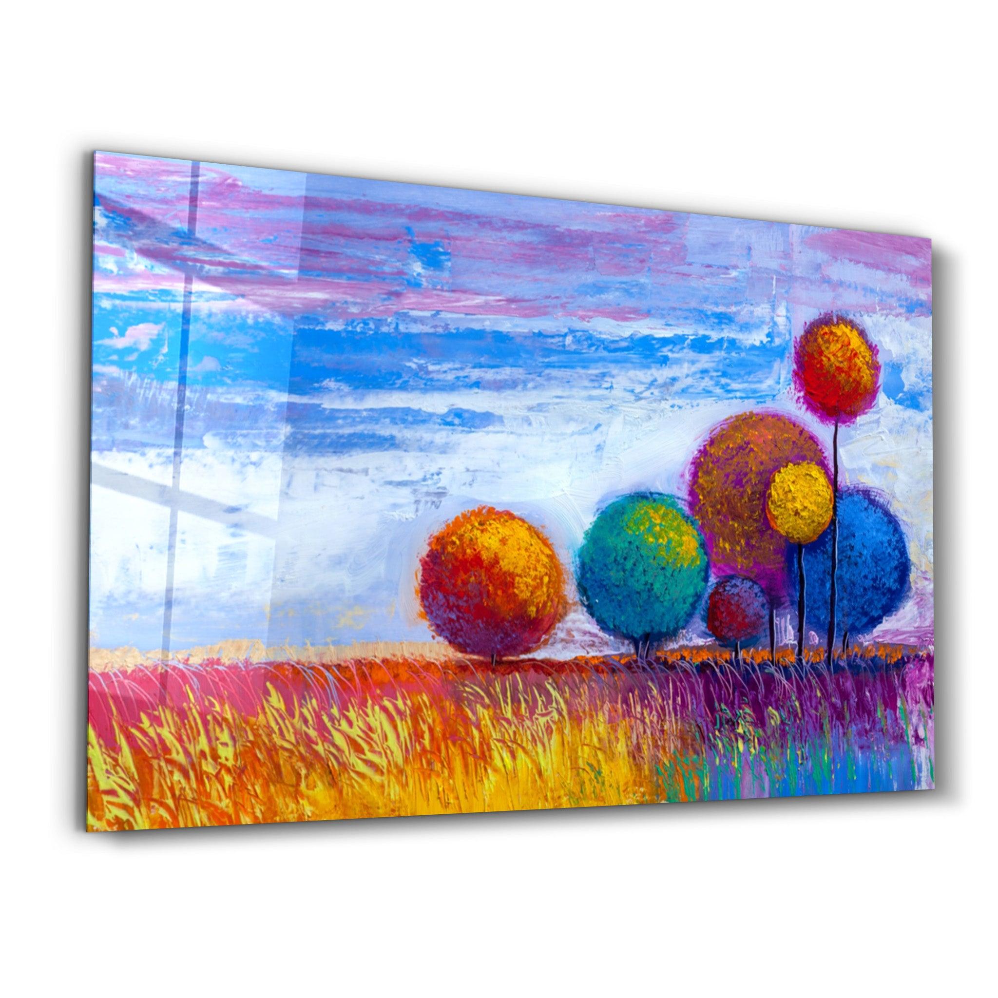 Colorful Trees | Glass Wall Art - ArtDesigna Glass Printing Wall Art