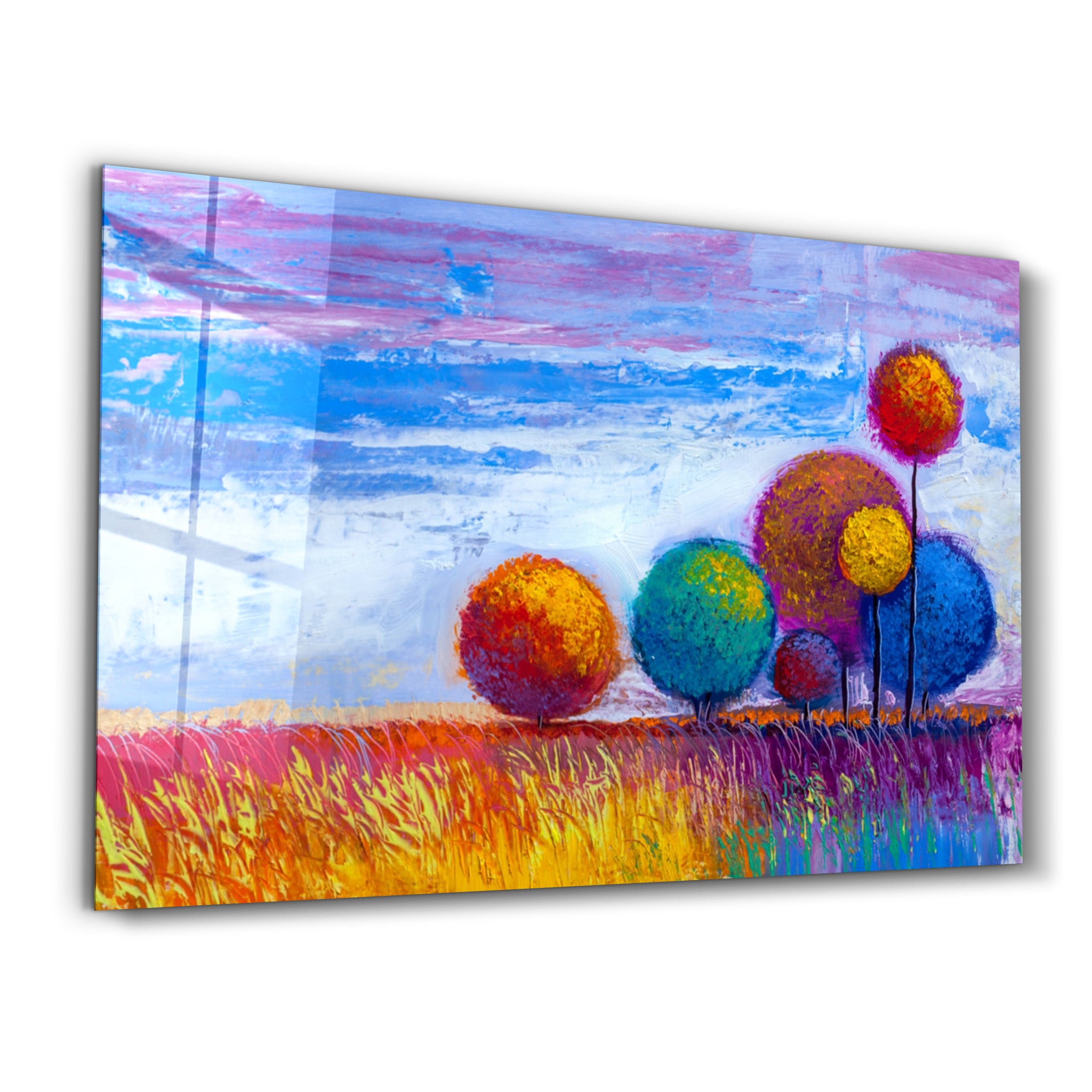 ・"Colorful Trees"・Glass Wall Art - ArtDesigna Glass Printing Wall Art
