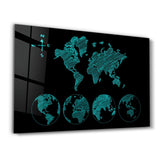 World Map Green | Glass Wall Art