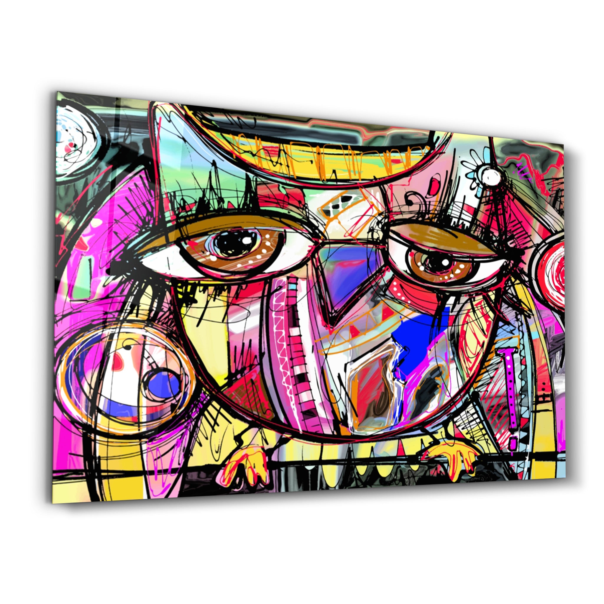 ・"Owl Abstract"・Glass Wall Art - ArtDesigna Glass Printing Wall Art