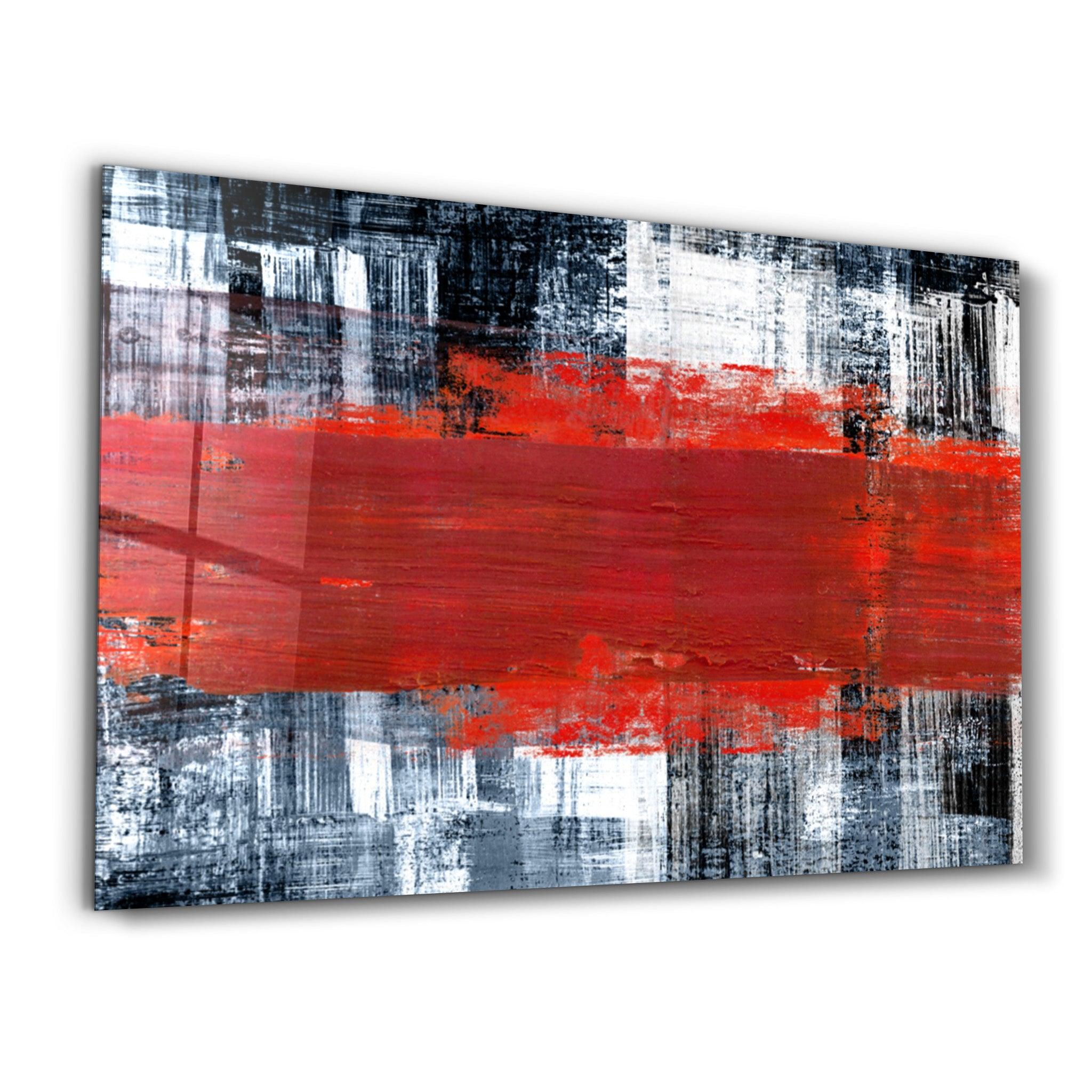Red Thick Line | Glass Wall Art - ArtDesigna Glass Printing Wall Art