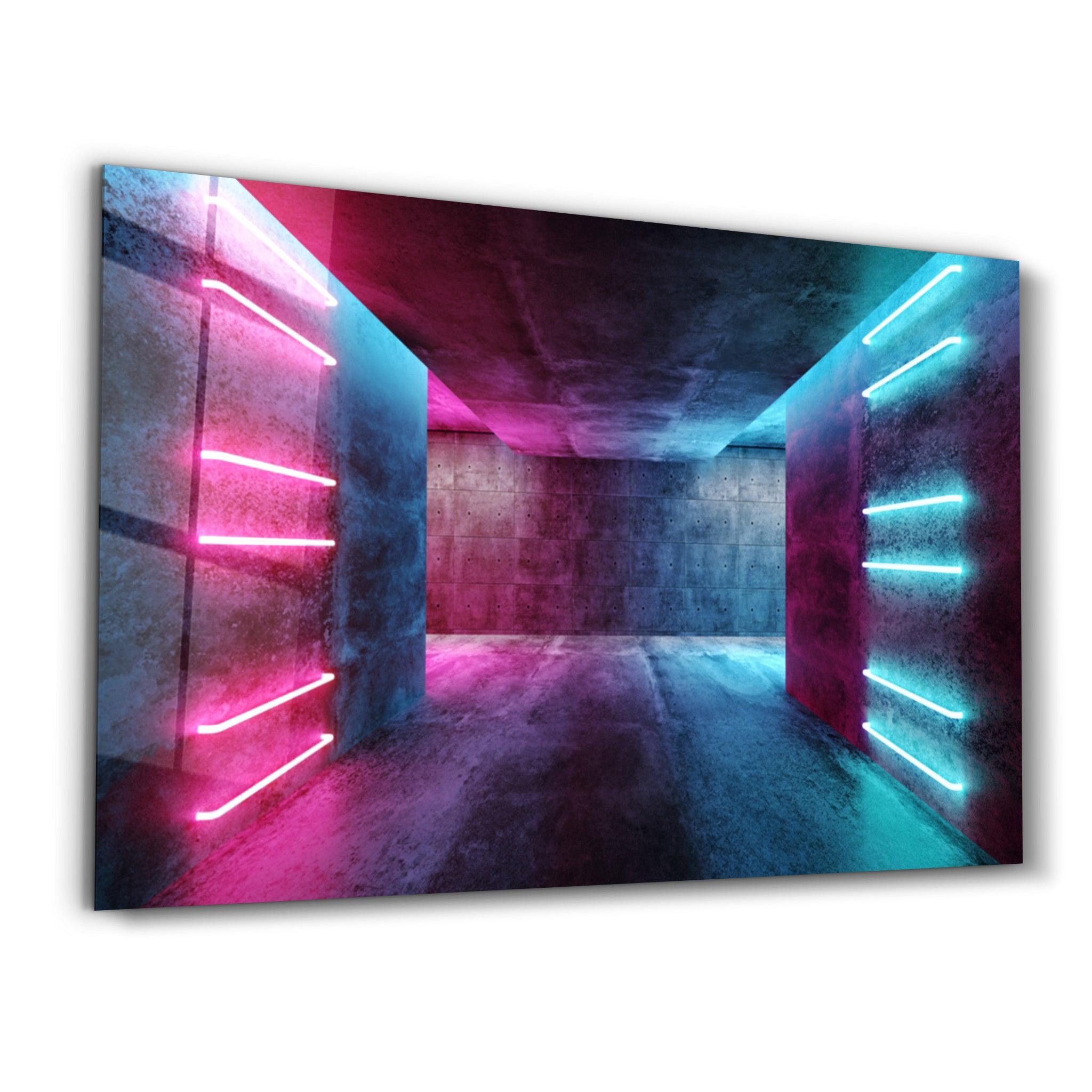 Neon Corridor | Glass Wall Art - ArtDesigna Glass Printing Wall Art