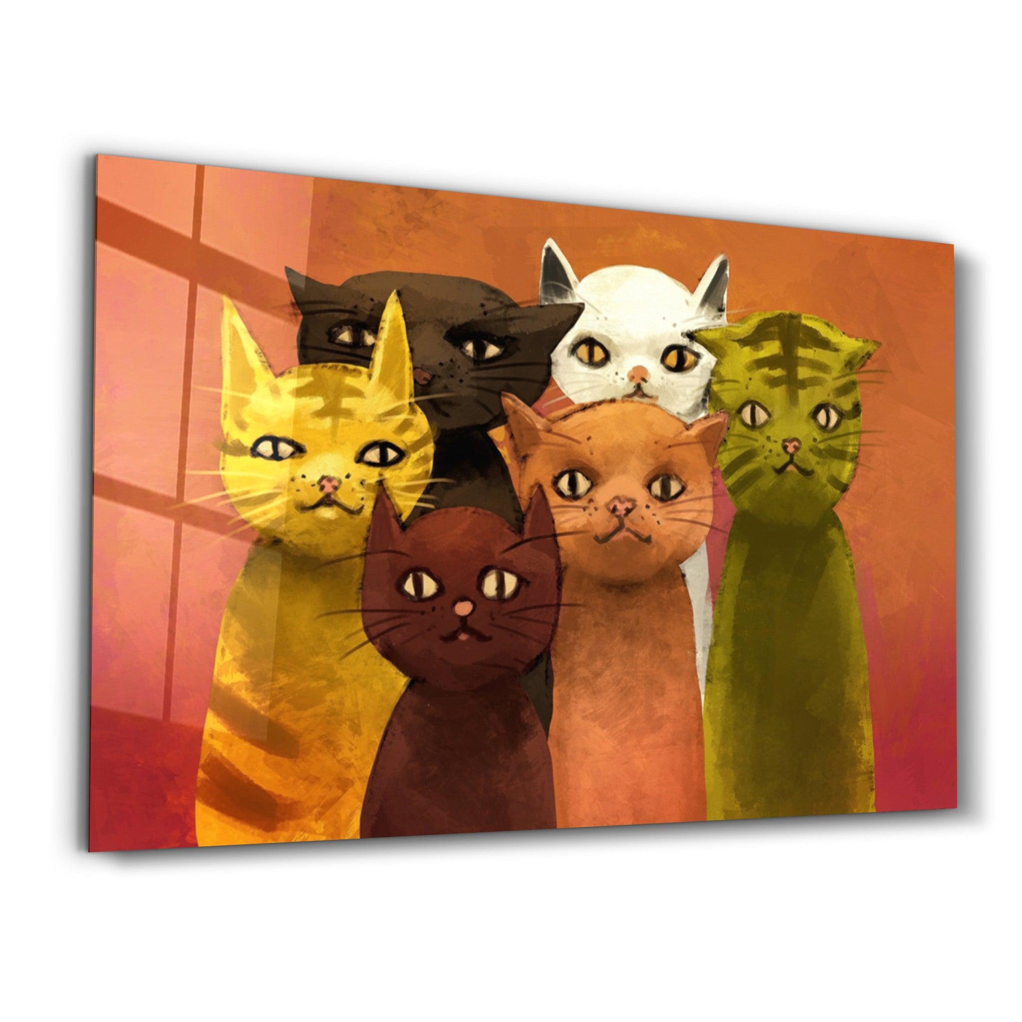 The Cat Family | Glass Wall Art - ArtDesigna Glass Printing Wall Art